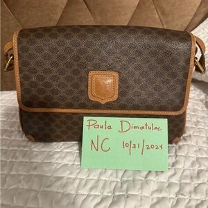 Vintage Celine Brown Macadam Canvas Shoulder bag